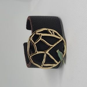 Lucky Brand Black and Gold Bracelet with Bird Accent
